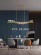 Restaurant Chandelier, Nordic Lighting, All-Copper Post-Modern Light Luxury Dining Room Lamp, Creative and Unique Long Bar Crystal Chandelier