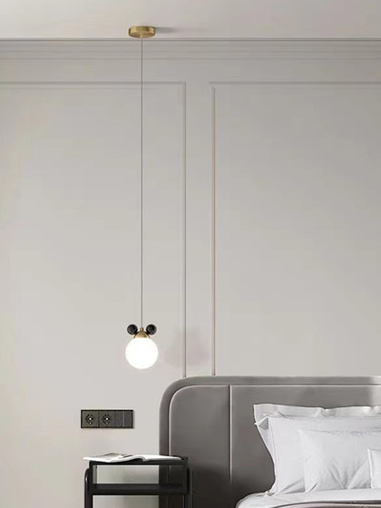 Simple Modern Restaurant Bar Glass Pendant Light Designer All-Copper Hallway Entrance Led Small Pendant Light