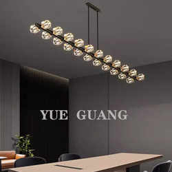 Italian Light Luxury Restaurant Chandelier, All-Copper Hong Kong Style Modern Minimalist Dining Table Dining Room Designer Crystal Lamp