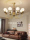 All-Copper American-Style Vintage Retro Living Room Chandelier, New French-Style Walnut Wood Lighting Fixtures for Dining Room, Bedroom, and Study