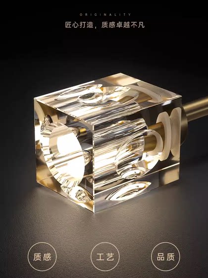 2024 Model Light Luxury All-Copper Crystal Living Room Lamp, Simple Modern Home Dining Room Lamp, Nordic Semi-Hanging Lamp, Bedroom Lighting