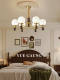 All-Copper American Retro Mid-Century Style Living Room Chandelier, French Walnut Wood High-End Bedroom and Study Lamp