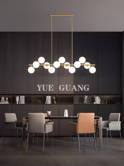 Nordic Light Luxury All-Copper Dining Room Chandelier Modern Minimalist Dining Table Lamp Designer Creative Bar Crystal Strip Lighting