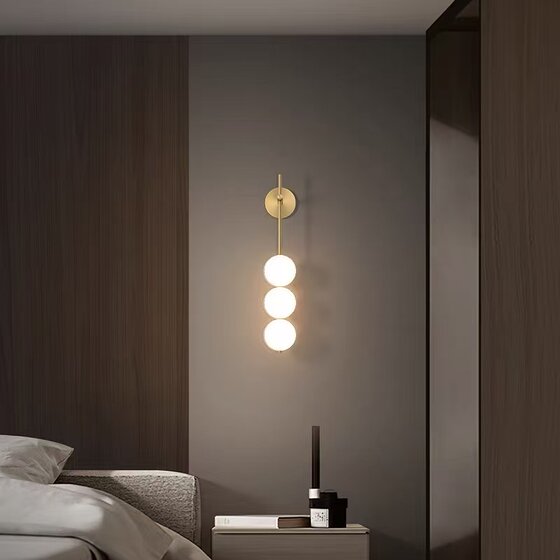 Nordic Light Luxury All-Copper Multi-Ball Wall Lamp Bedroom Bedside Led Minimalist Designer Small Pendant Lamp