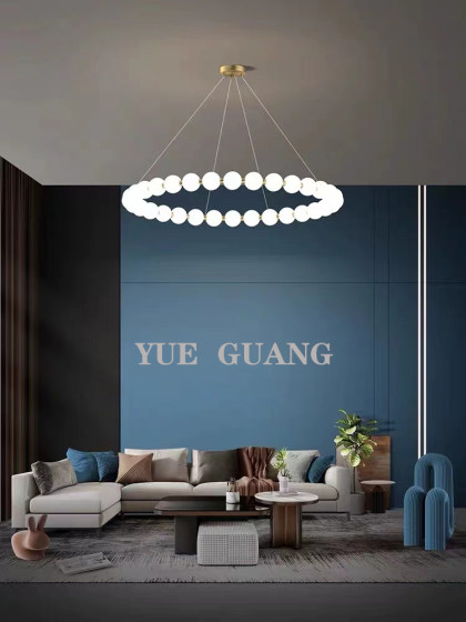 Nordic Post-Modern Living Room Chandelier, Simple All-Copper Dining Room Bar Chandelier, Light Luxury Designer Personalized Pearl Lighting Fixtures