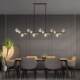 All-Copper Crystal Restaurant Chandelier, Modern Light Luxury, Long and Elegant, Creative Designer Bar Counter Lighting