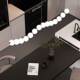 All-Copper Magic Bean Restaurant Chandelier, Modern Minimalist Nordic Creative Long Strip Light Luxury Pearl Necklace Dining Table Lighting Fixture