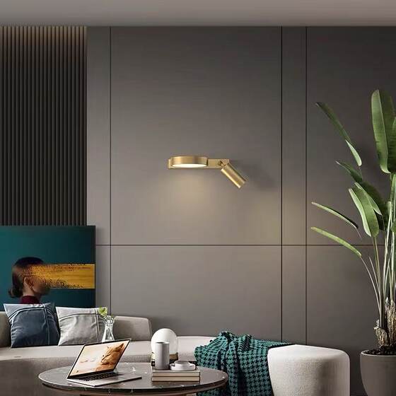 Light Luxury Wall Lamp, Modern and Simple, Designer Style for Living Room and Bedroom, All-Copper Creative Art Bedside Lamp