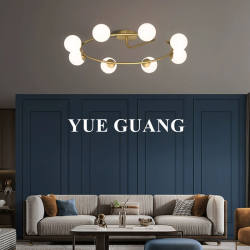 All-Copper Master Bedroom Ceiling Light, Living Room Elegant and Simple Modern Light Luxury Creative Nordic Lighting for Study and Dining Room