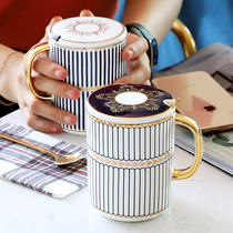 Cup Ceramic mug with lid spoon trend household breakfast coffee cup Girl Nordic afternoon tea Light luxury cup