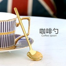 Coffee spoon 304 stainless steel mixing spoon European gold frosted meal spoon Yogurt dessert spoon Small spoon