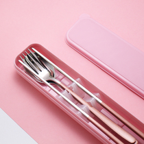 Portable tableware three-piece set 304 stainless steel chopsticks spoon set tableware box Student chopsticks spoon fork travel lunch box