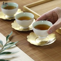 Tea set accessories Zen teacup pad Heat insulation thickened pad Tea ceremony Brass Teacup holder Kung Fu tea set Teacup tray