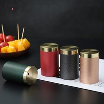Household toothpick tube creative brass high-grade light luxury toothpick box light luxury living room portable portable portable toothpick can storage can