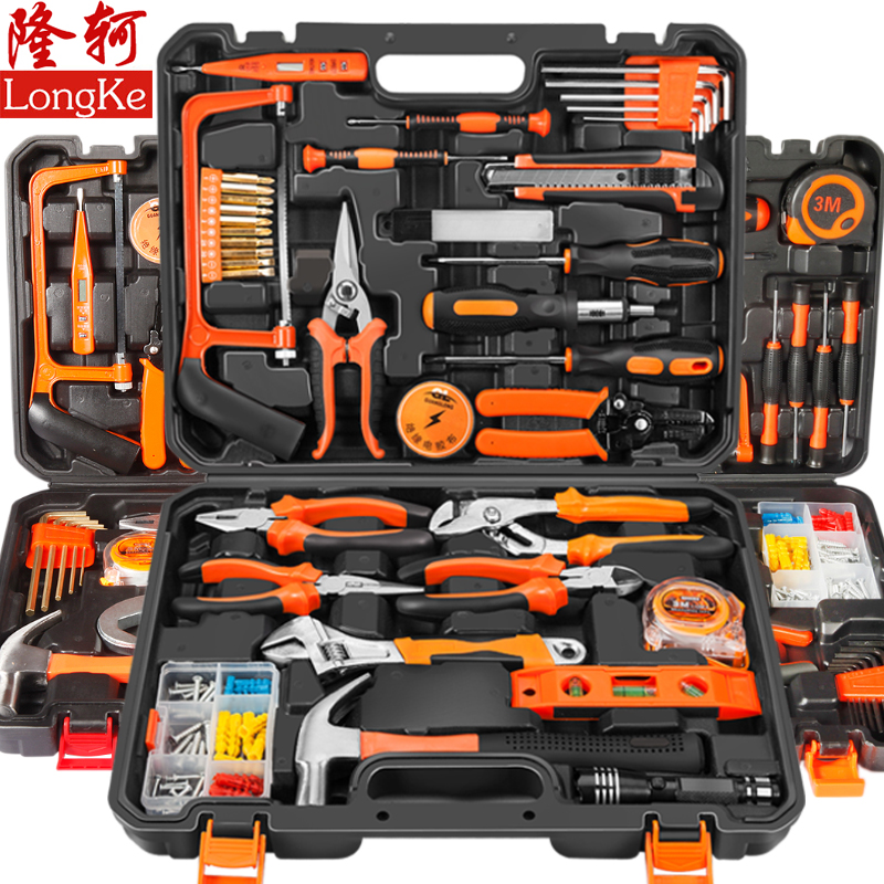 Lon Ke Manual Toolbox Kit Home On-board Hardware Wood Electrics Repair Work Tool Box Multifunction Home Group Kit