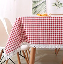 Background cloth dining table cloth tablecloth cloth fabric cotton linen French Japanese coffee table writing grid pink nostalgia