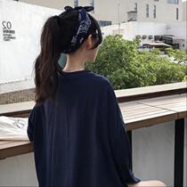 Shirt fashion fashion solid color long sleeve T-shirt female ins Super fire College student Hip Hop long sleeve T-shirt long girl Summer-