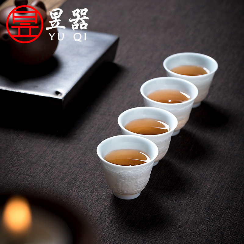 Yu ware jingdezhen ceramic cups four famous towers sample tea cup jade mud kung fu tea tea set the master CPU