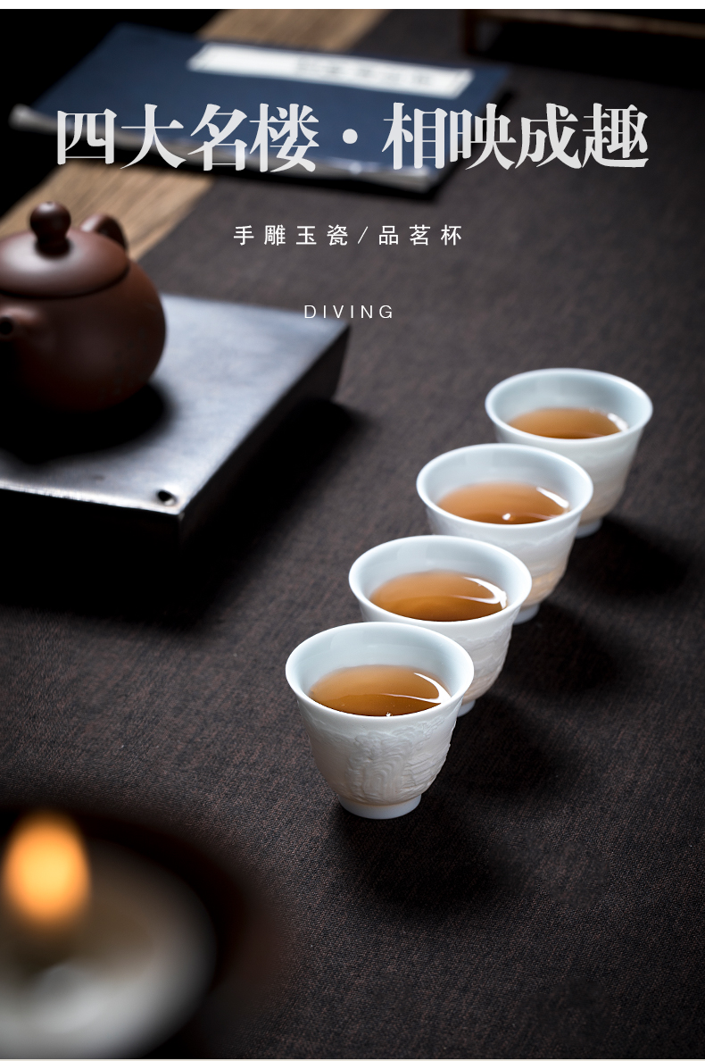 Yu ware jingdezhen ceramic cups four famous towers sample tea cup jade mud kung fu tea tea set the master CPU