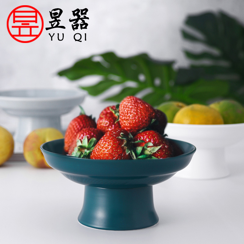 Yu is the creative household high ring foot dry fruit tray ceramic fruit bowl Chinese style restoring ancient ways is the sitting room tea all the plate