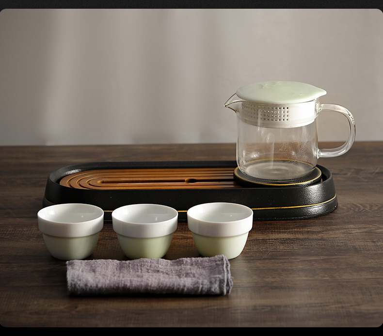 Yu machine ceramic glass crack a pot of three portable travel kung fu tea set car is suing tea