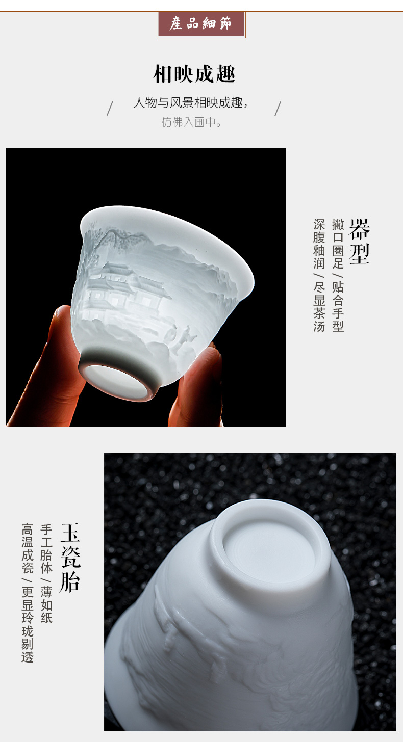 Yu ware jingdezhen ceramic cups four famous towers sample tea cup jade mud kung fu tea tea set the master CPU