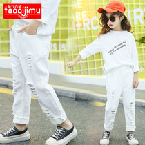 Girls pants Spring and Autumn outside wearing foreign style thin model 2021 new child baby trousers autumn children jeans