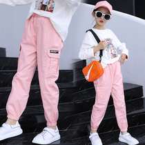 Girls pants Spring and Autumn outside wearing foreign style 2021 New middle child baby thin trousers autumn childrens overalls