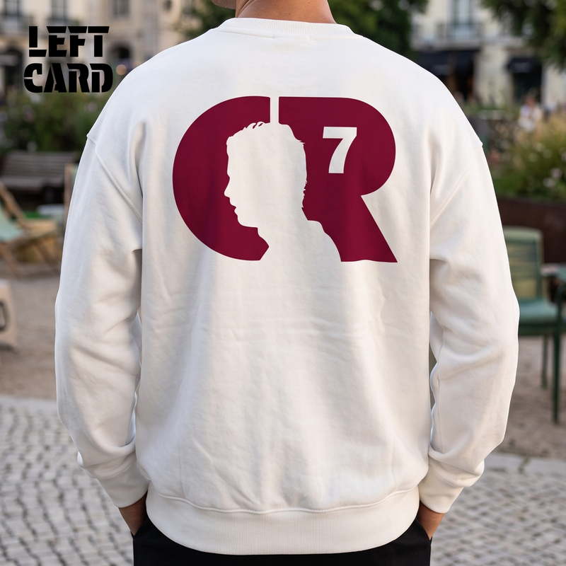 Trendy Brand Real Madrid C. Ronaldo Printed Round-Neck Sweatshirt, Spring and Autumn American-Style Heavyweight Pure Cotton Casual Sports Long-Sleeve Jersey T-Shirt