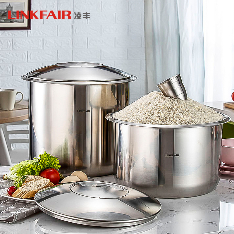304 stainless steel installed rice barrel rice cylinder domestic storage rice box flour barrel thickened anti-insect damp seal 20 30 catty