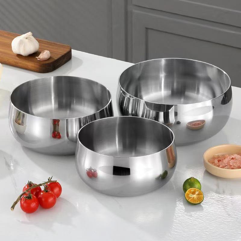 [Export Quality] Fahai Bowl 18-10 Stainless Steel Instant Noodle Bowl Salad Bowl Soup Bowl 16-18-20cm