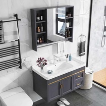 Washbasin cabinet combination Small apartment wall-mounted washbasin Household bathroom Ceramic simple one-piece sink