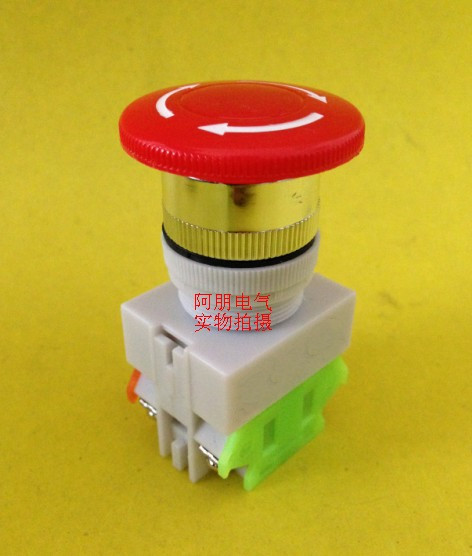 Mushroom head self-locking emergency stop button switch LAY37-11ZS 02 20 Y090 Ф22MM 10 pieces
