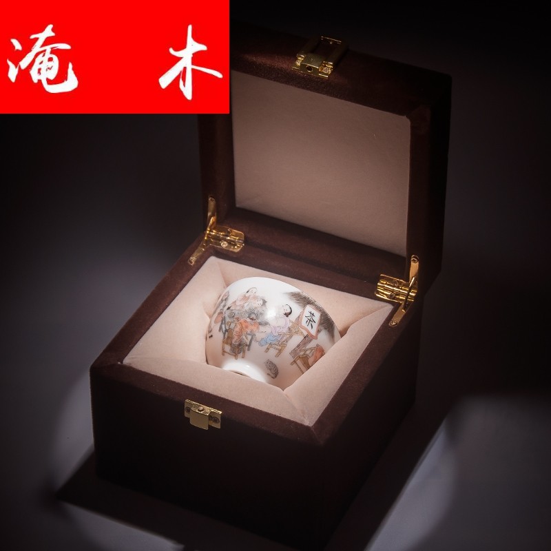 Flooded hand - made wooden jingdezhen ceramics powder enamel bucket cup tea house mingyuan tea cups master cup kung fu tea set