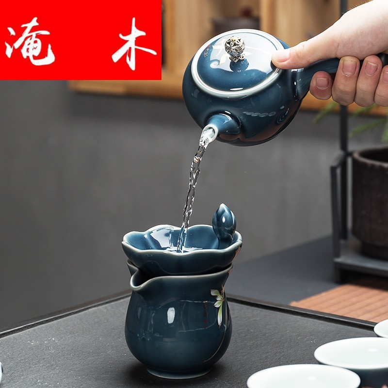 Flooded mulan aggregates tea suit Japanese household modern travel side teapot teacup contracted ceramic kung fu tea set