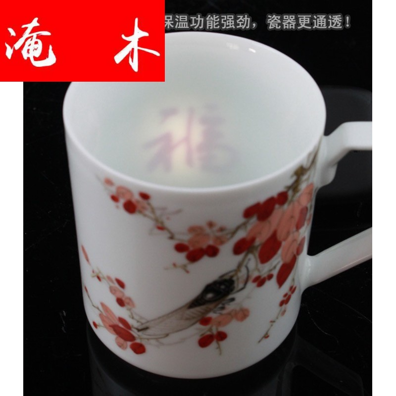Submerged wood jingdezhen famous Cao Zhiyou hand - made famille rose porcelain tea set double CPU [wind] cup