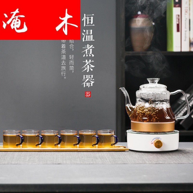 Flooded wood miniature boiling kettle ceramic black tea tea is tea set side to pot of warm tea, electrothermal TaoLu