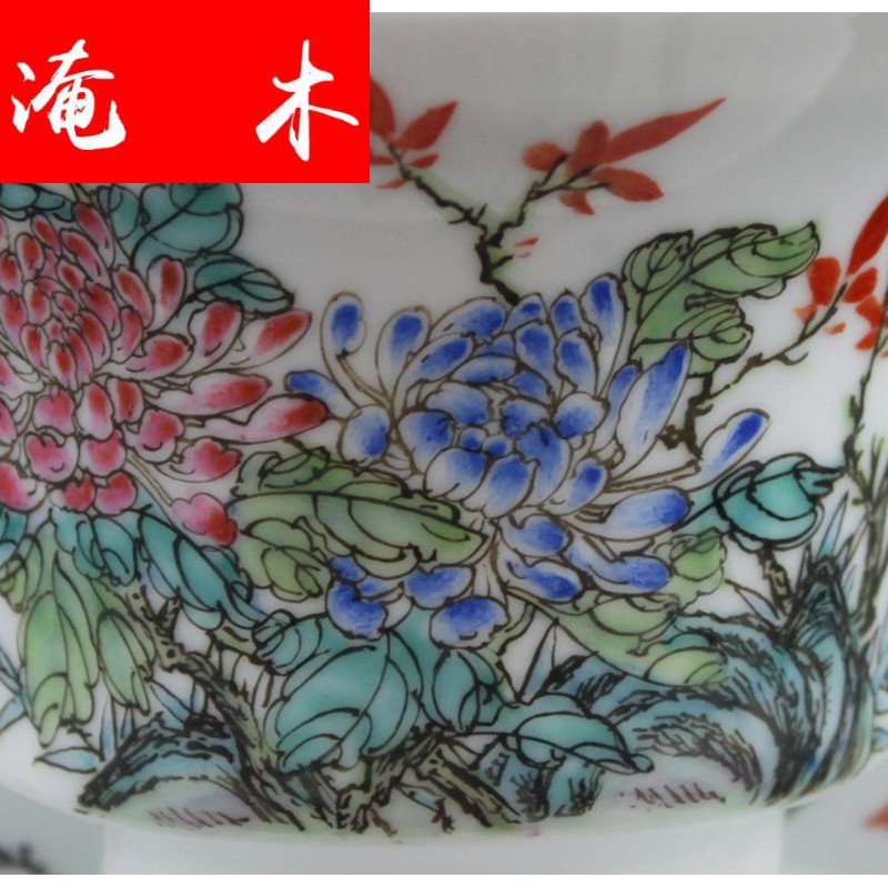 Flooded, rhyme jingdezhen porcelain tea tureen hand - made ceramic famille rose only three cup bowl hand - made tea CWJ