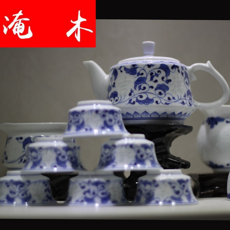 Submerged wood all hand - made porcelain lingling kung fu tea sets suit high - end gift box porcelain jingdezhen all hands