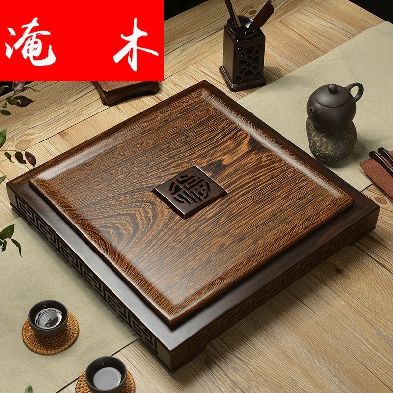 Flooded wenge wood tea tray was solid wood home large sets of purple sand tea set suit ebony tea sea drainage contracted