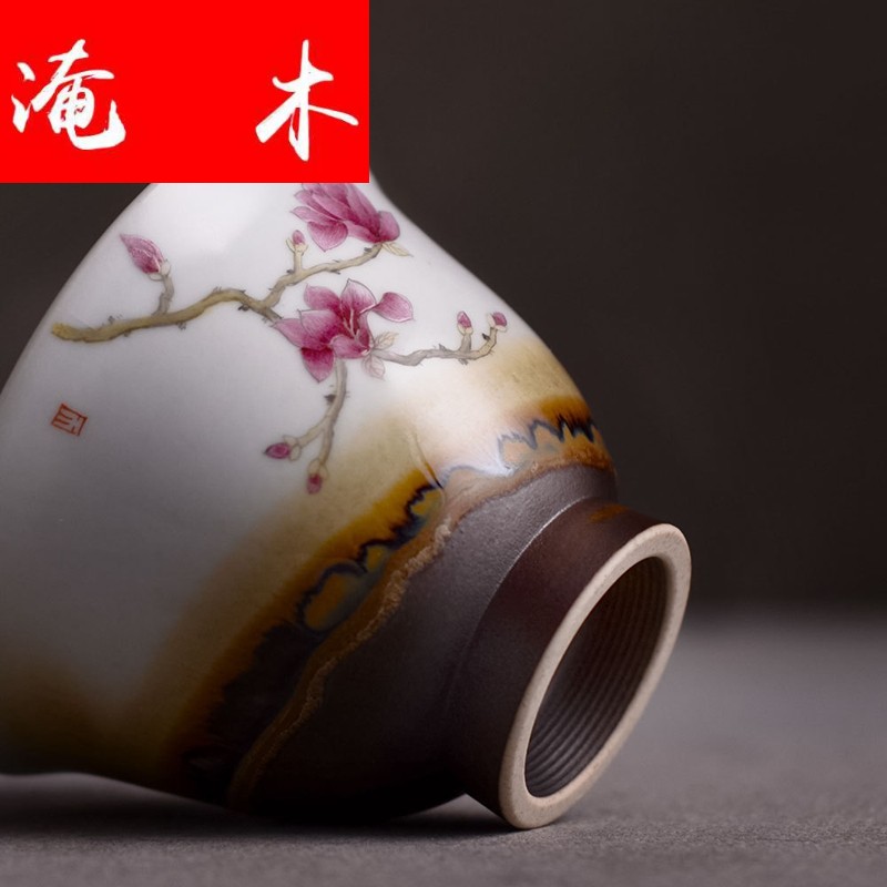 Submerged wood jingdezhen hand - made famille rose bowl tureen tea set three large ceramic cups kung fu to use a cup of tea