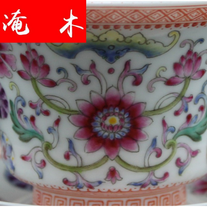 Flooded, rhyme jingdezhen porcelain tea set manually tureen only three cup bowl hand - made famille rose tea, tea CWJ
