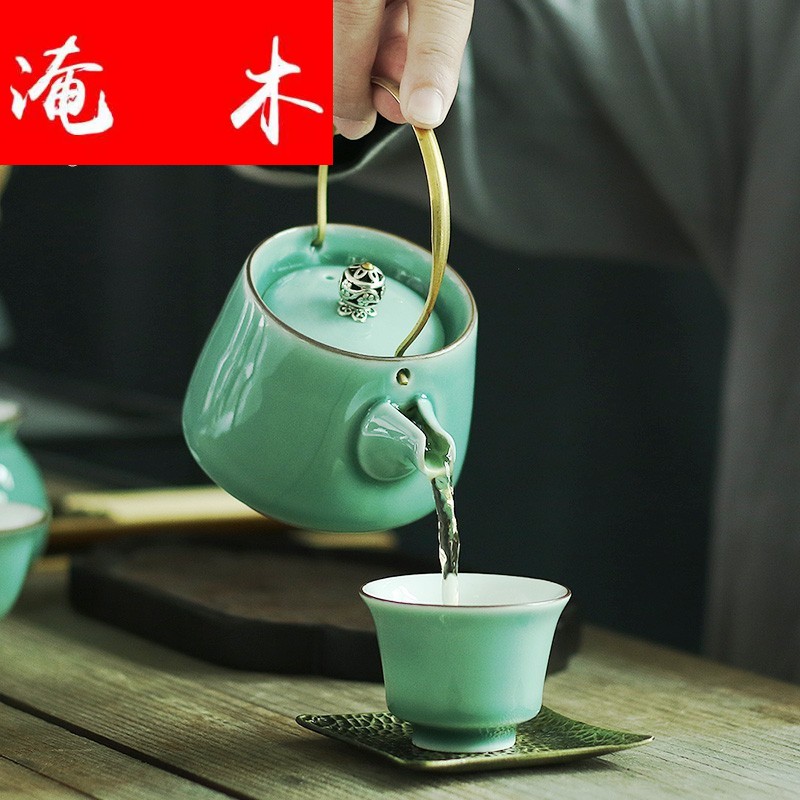 Submerged wood ji the qing three it tureen pea green, ji blue purple ceramic kung fu tea tea bowl expressions using three tureen