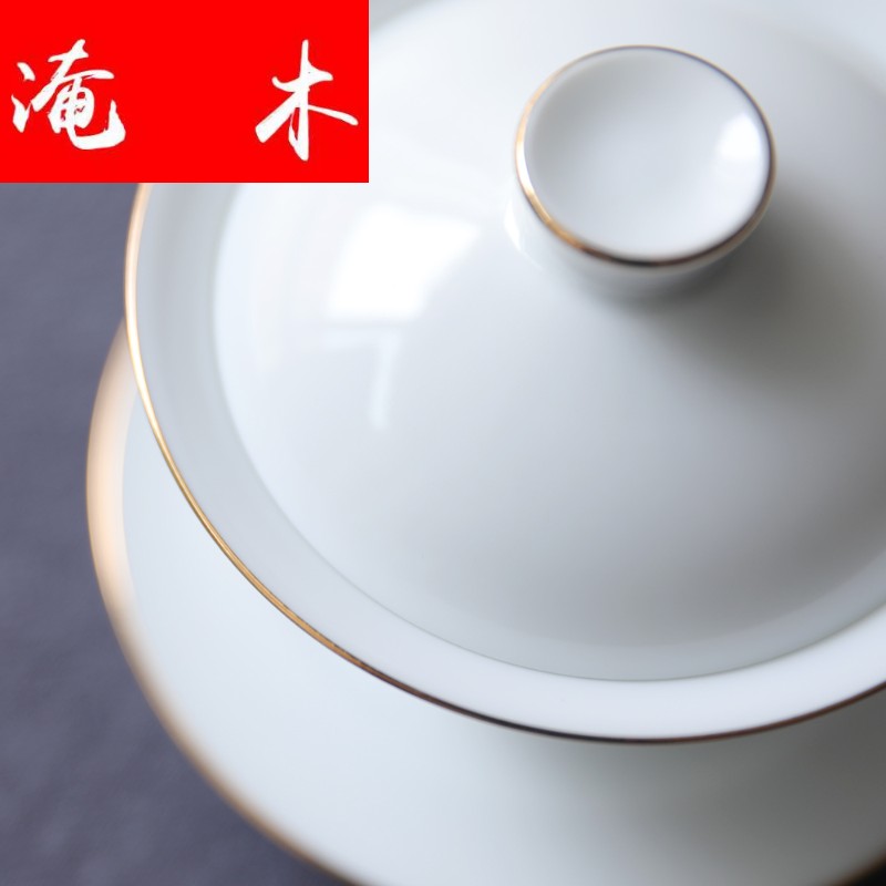 Flooded wood, mud - all hand kung fu jingdezhen ceramic paint cover cup tea sweet white tea cups to cover three
