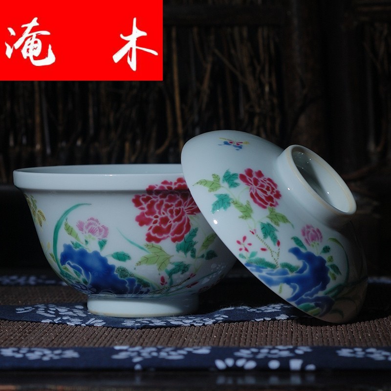 Submerged wood jingdezhen checking ceramic tea set hand - made famille rose bowl no ipads tureen archaize ceramic tea set three