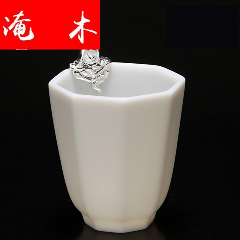Submerged wood gode white porcelain ceramic jade pendant with silver cup individual up sample tea cup masters cup cup single CPU