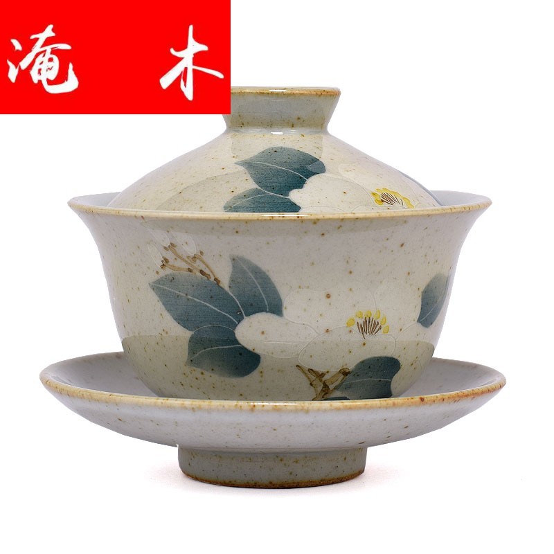 Submerged wood jingdezhen fine mud rock hand - made tureen pastel three tureen ceramic bowl kunfu tea tea set