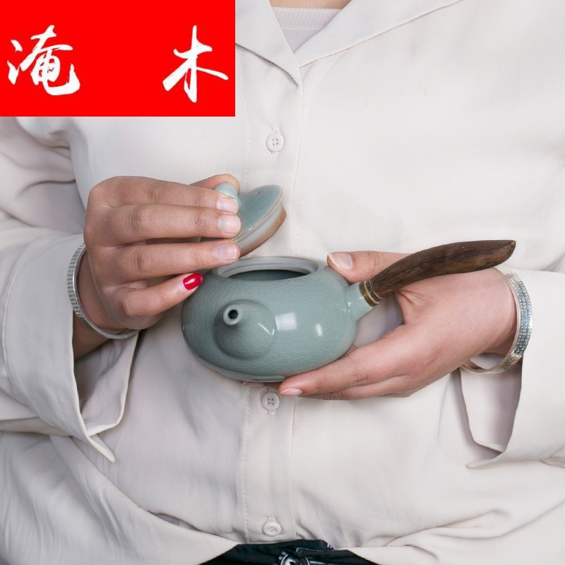 Submerged wood your up porcelain ceramic teapot pomelos pot teapot large lateral shot the pot of wooden household kung fu tea set