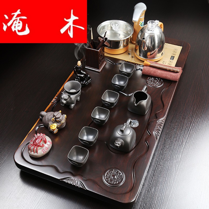 Flooded ebony wood tea tray was four unity of violet arenaceous kung fu tea set home office tea table