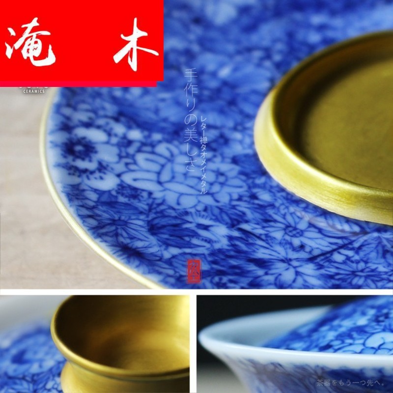 Submerged wood craft gold white porcelain tureen an inset jades hand - made porcelain of jingdezhen tea cups tureen cups and saucers